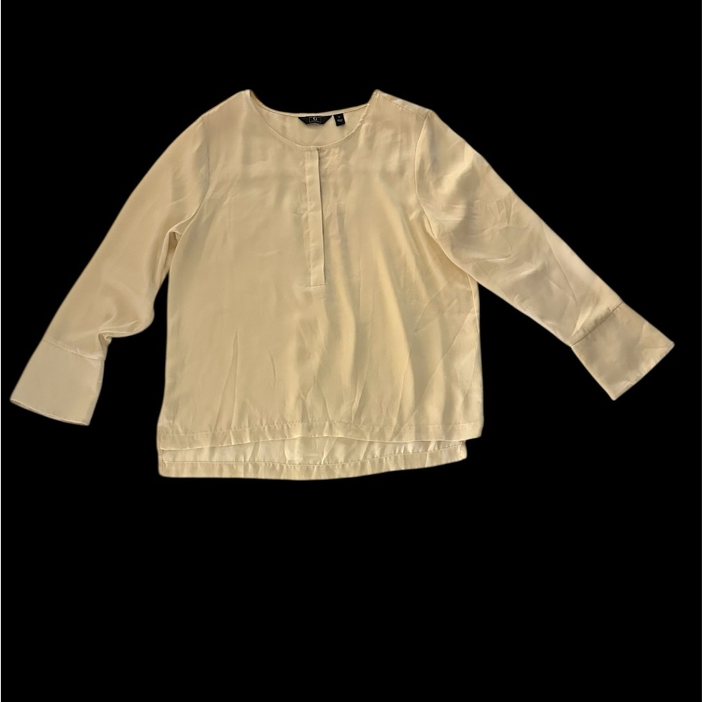G by Giuliana Cream Long Sleeve Satin Blouse -Size M